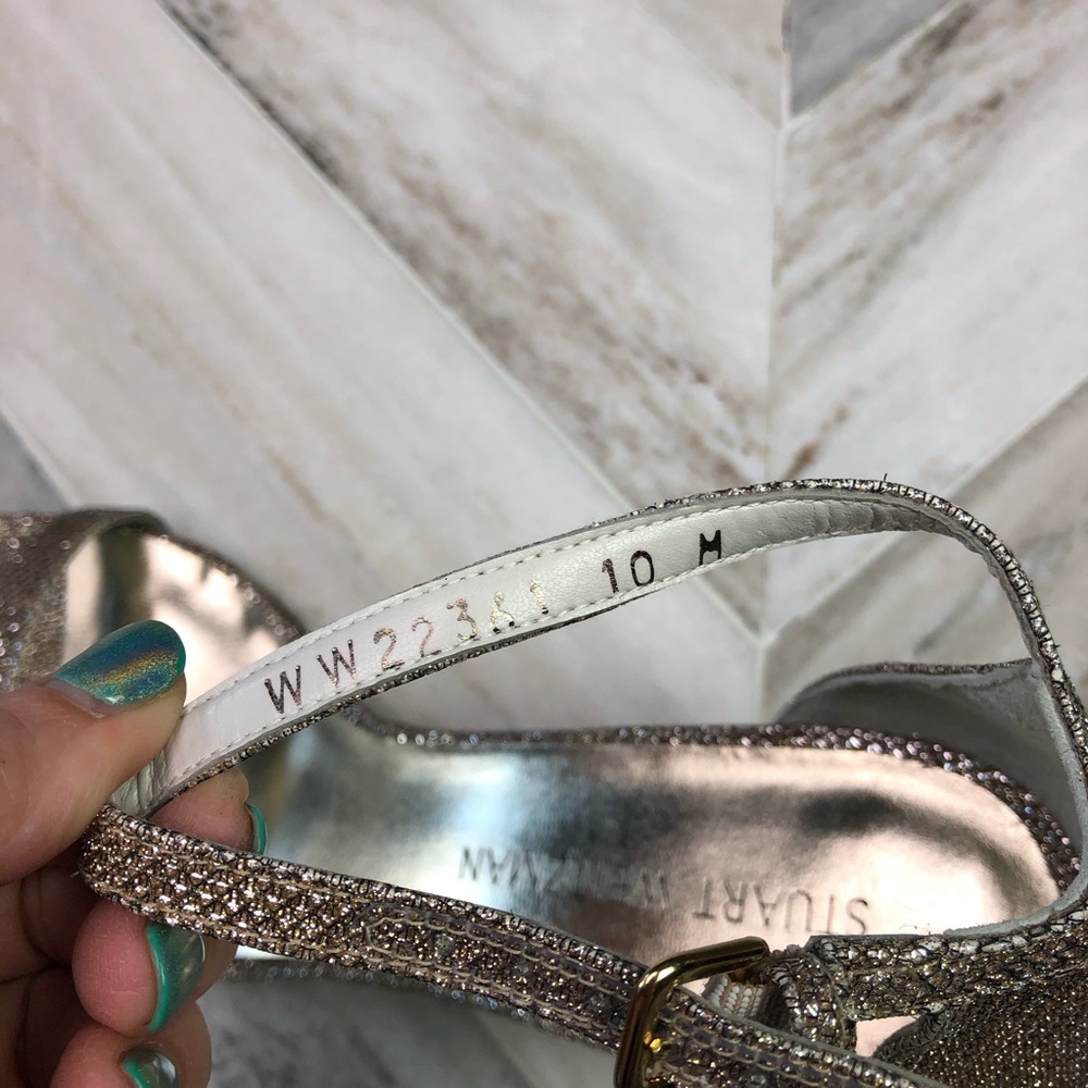 NWT Stuart Weitzman Nunaked Platinum Heels Size 10 - Picture 4 of 7